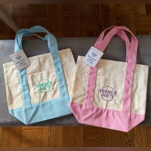 Trader Joe’s Mini Tote Bags - blue and Pink Set of Two Bags
